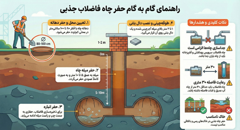 نحوه اجرای چاه جذبی فاضلاب