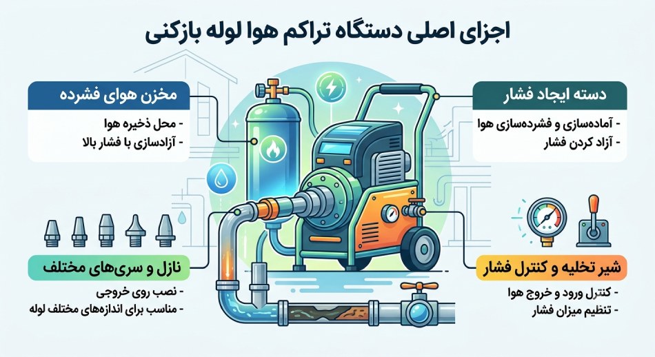 اجزای دستگاه تراکم هوا لوله بازکنی